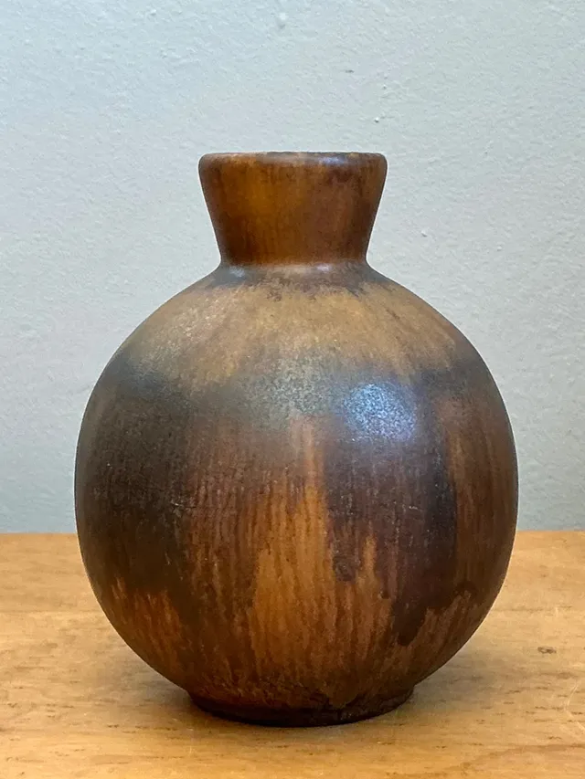 Vintage Brown Glazed Ceramic Vase — additional photo 4