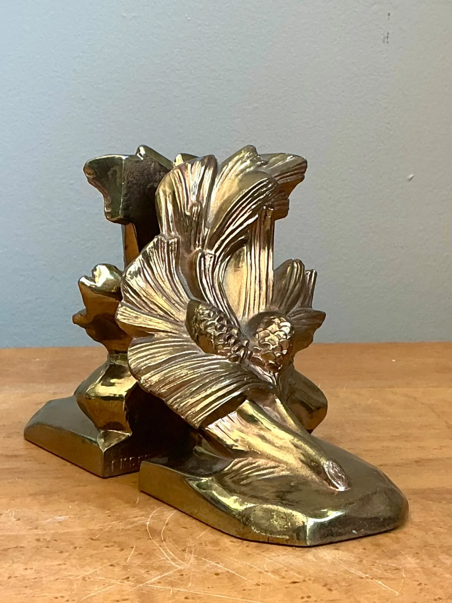 Vintage Brass Pinecone Bookends — additional photo 2