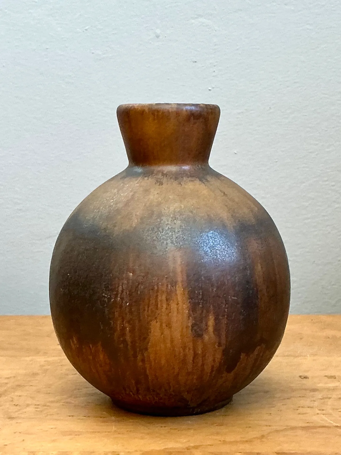 Vintage Brown Glazed Ceramic Vase — additional photo 5