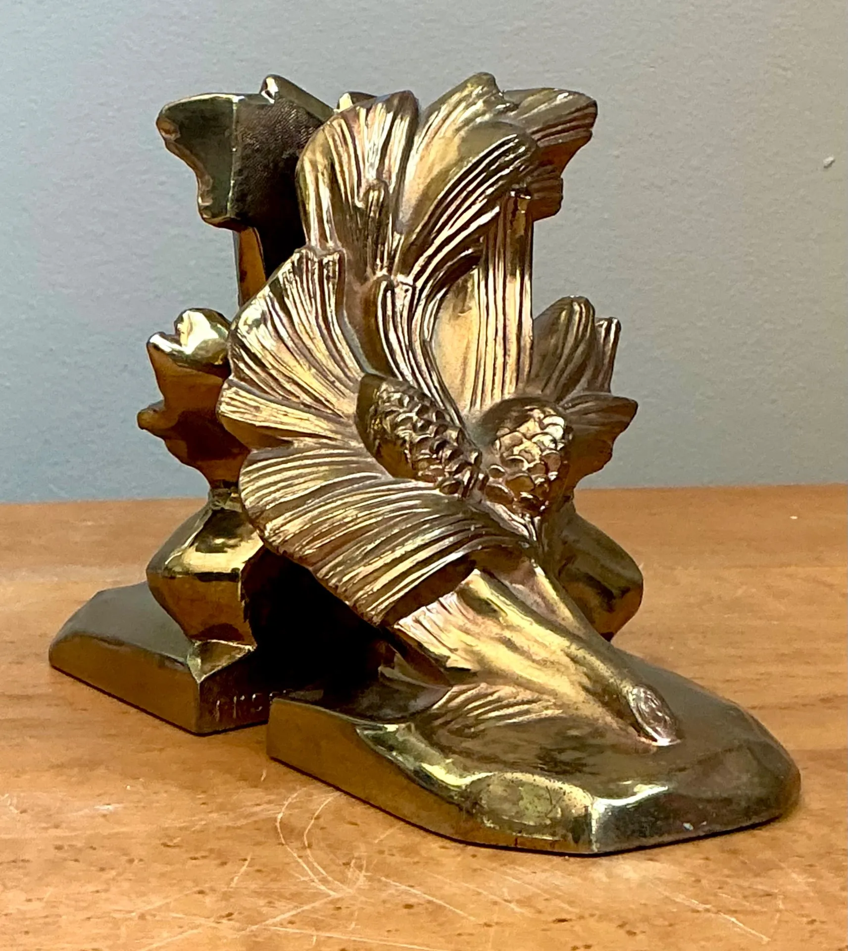 Vintage Brass Pinecone Bookends — additional photo 3