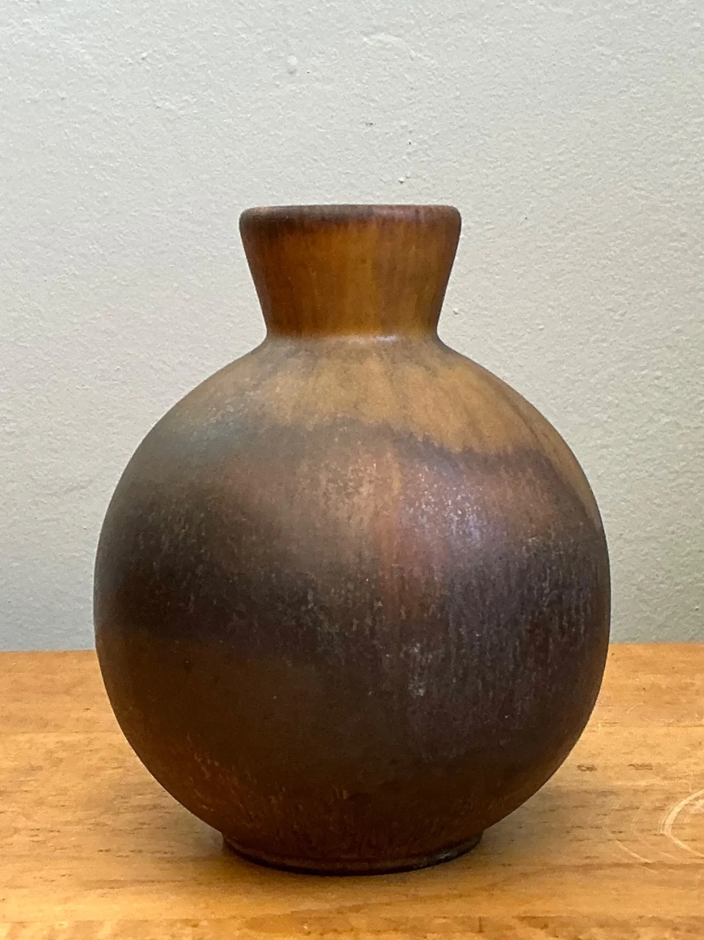 Vintage Brown Glazed Ceramic Vase — additional photo 3
