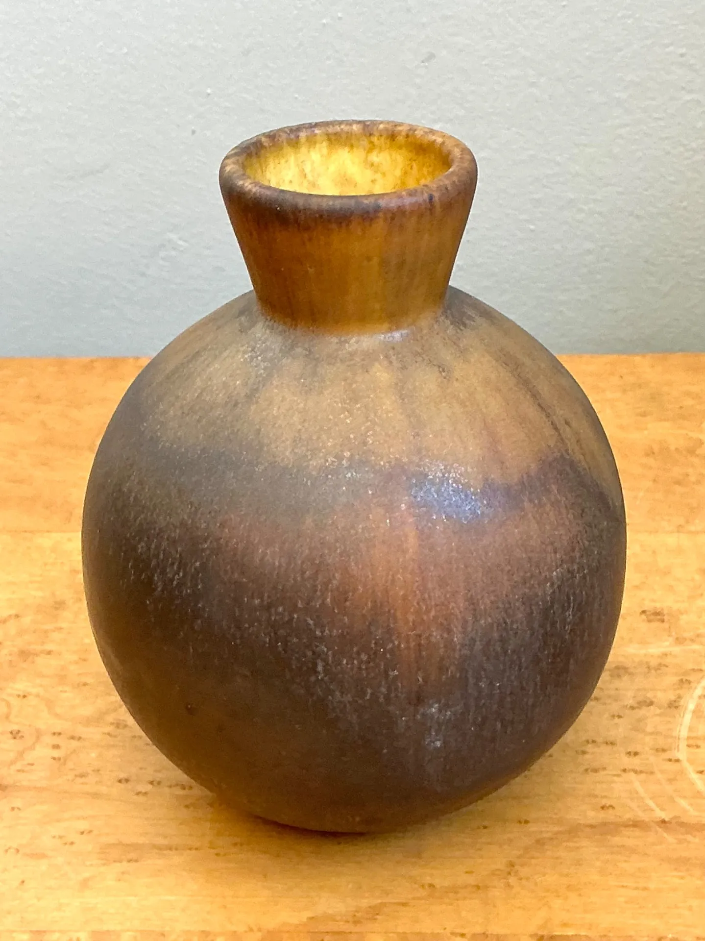 Vintage Brown Glazed Ceramic Vase — additional photo 2