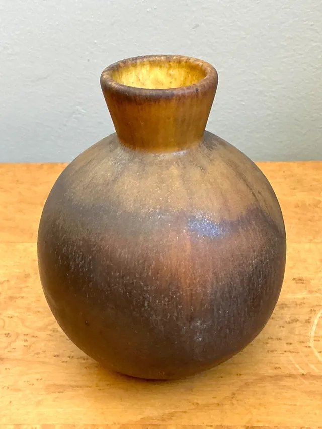 Vintage Brown Glazed Ceramic Vase — additional photo 2