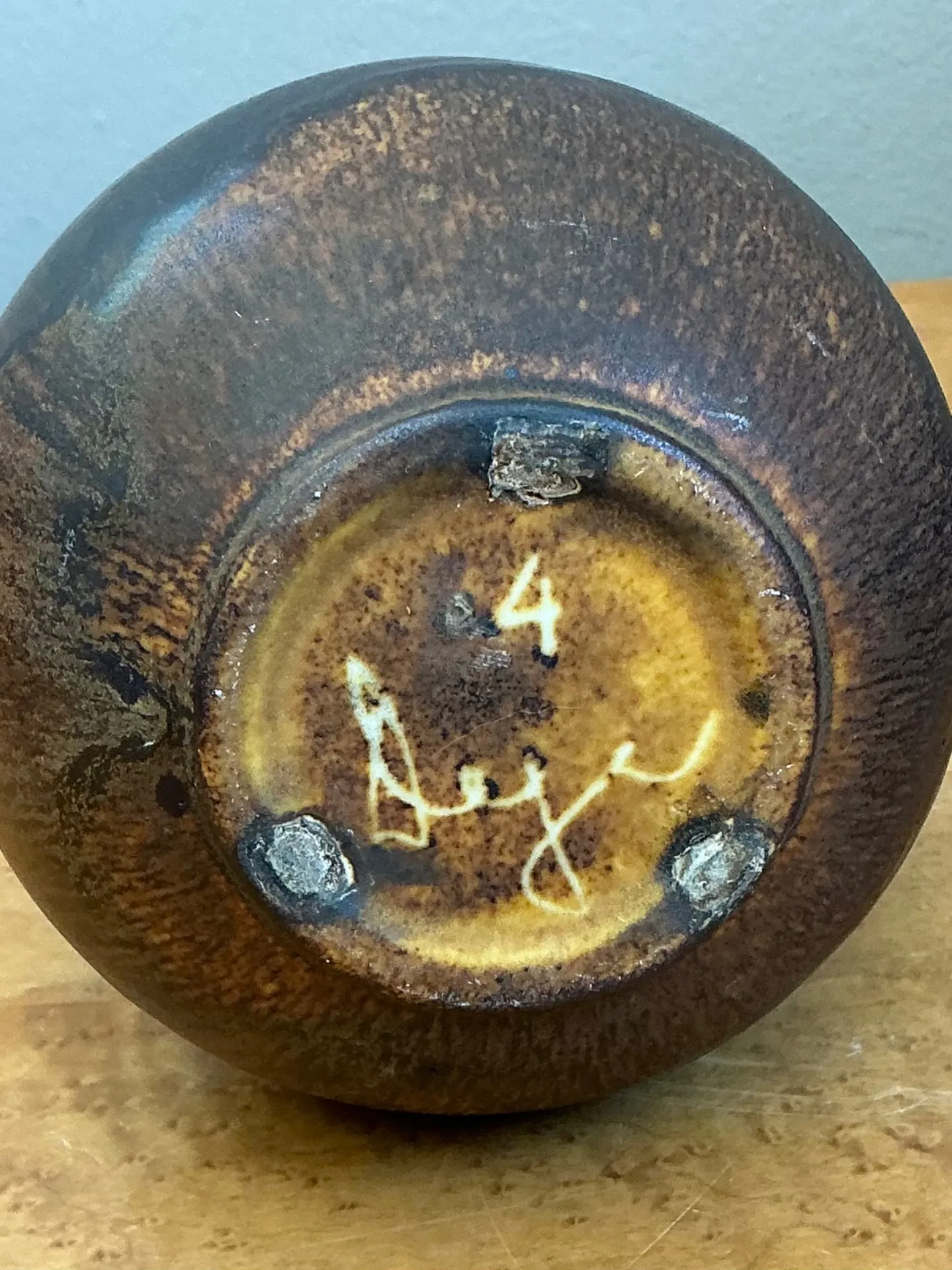 Vintage Brown Glazed Ceramic Vase — additional photo 1