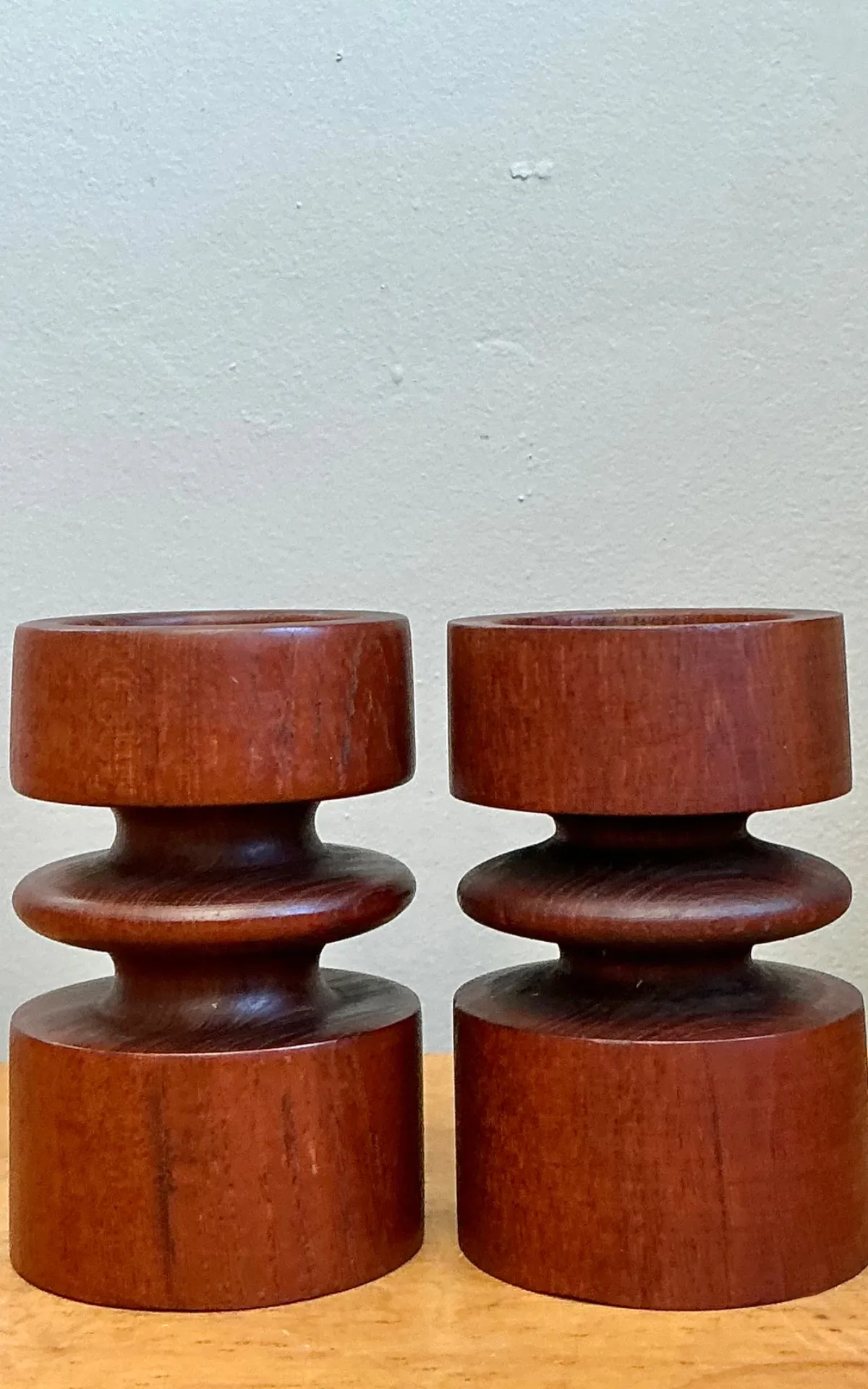 Vintage Mid-Century Modern Wood Candle Holders - A Pair — additional photo 8