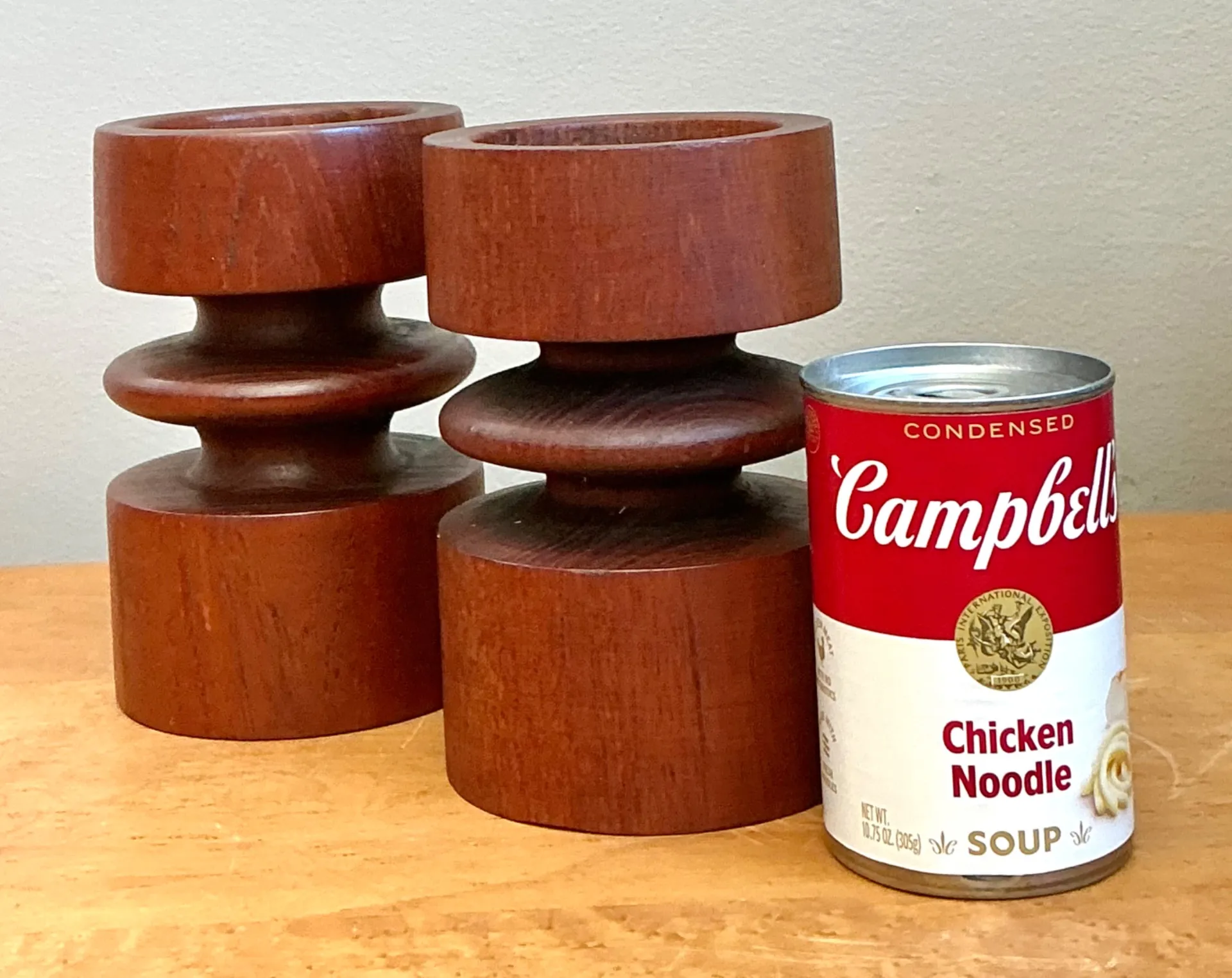 Vintage Mid-Century Modern Wood Candle Holders - A Pair — additional photo 5