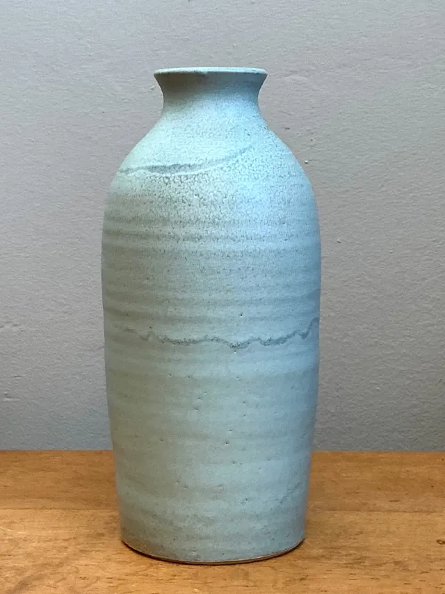 Vintage Blue Glazed Studio Pottery Vase — additional photo 5