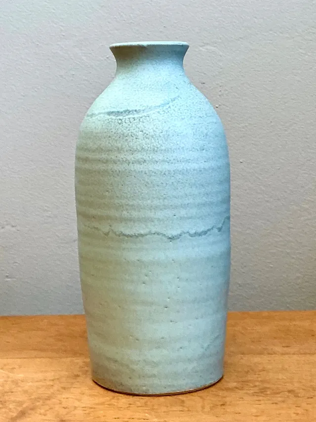 Vintage Blue Glazed Studio Pottery Vase — additional photo 2