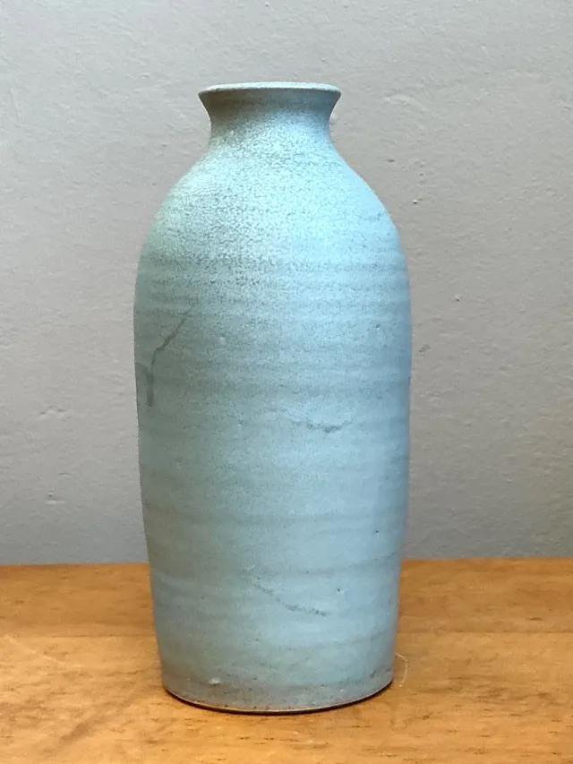 Vintage Blue Glazed Studio Pottery Vase — additional photo 7