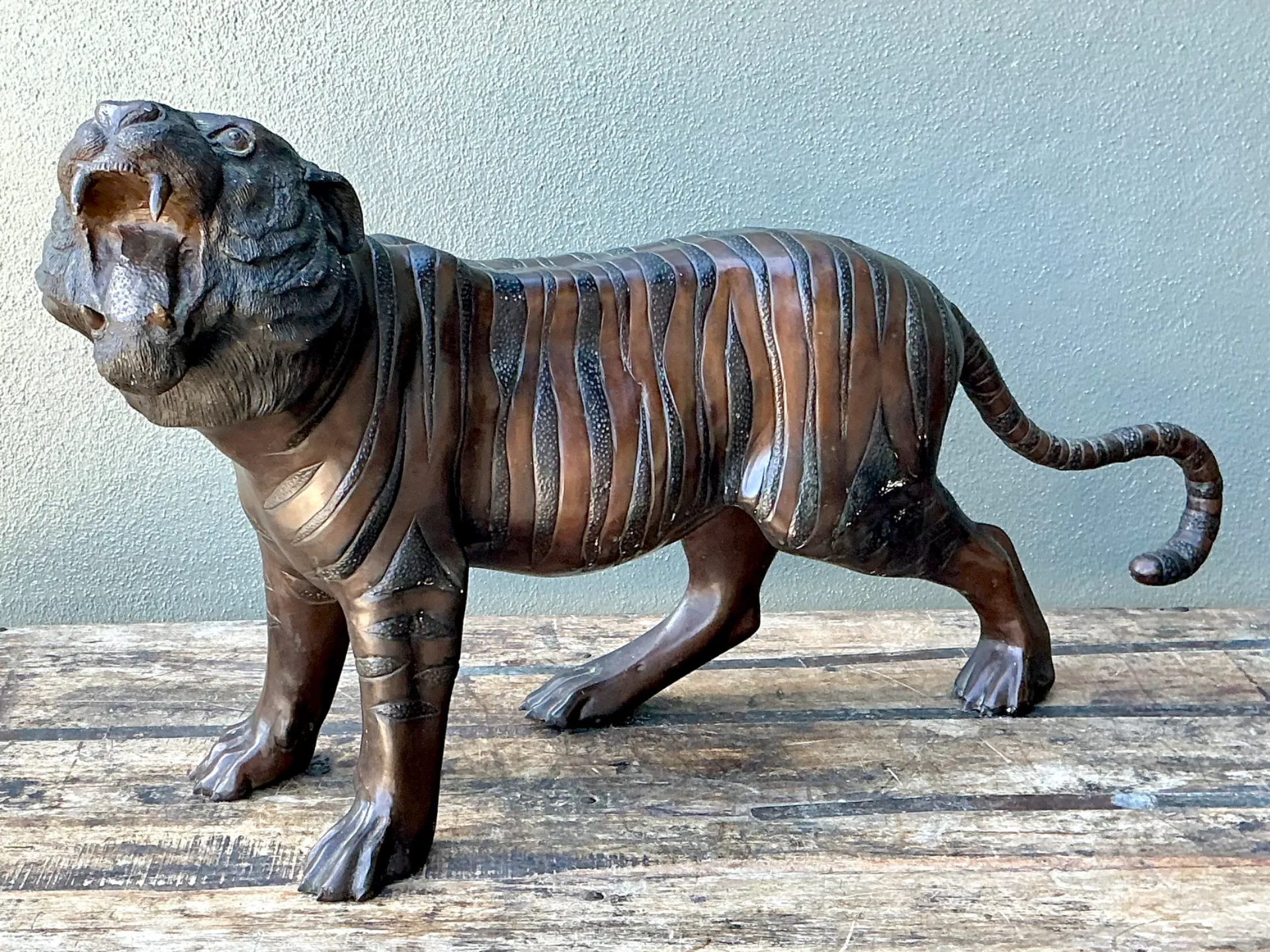 Vintage Bronze Tiger Sculptures - A Pair — additional photo 1