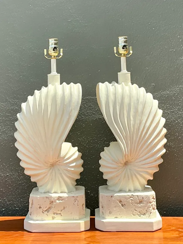 Vintage Plaster Shell Form Table Lamps - Pair — additional photo 7