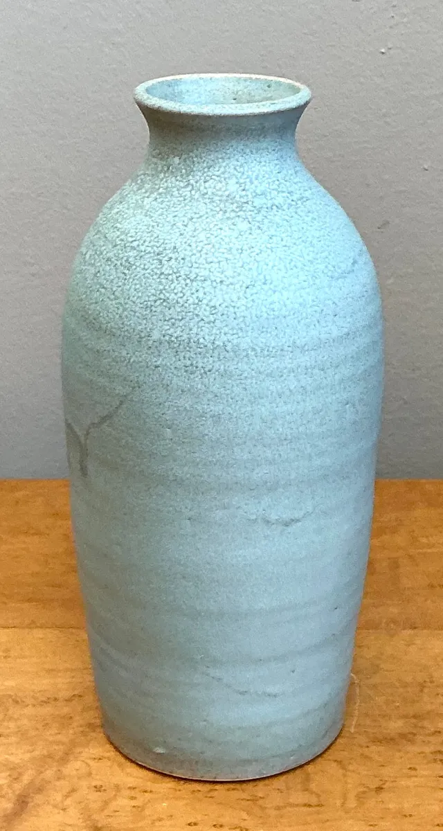 Vintage Blue Glazed Studio Pottery Vase — additional photo 8
