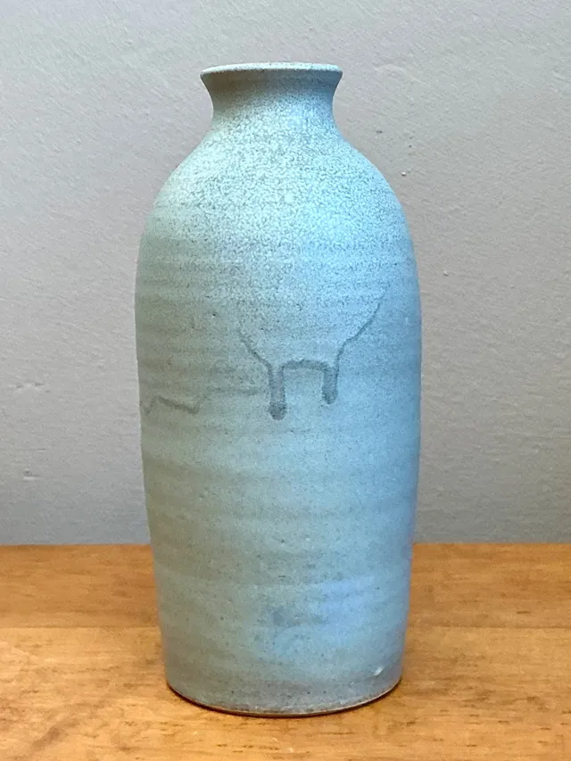 Vintage Blue Glazed Studio Pottery Vase — additional photo 4