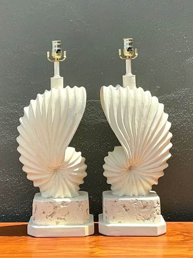 Vintage Plaster Shell Form Table Lamps - Pair — additional photo 6