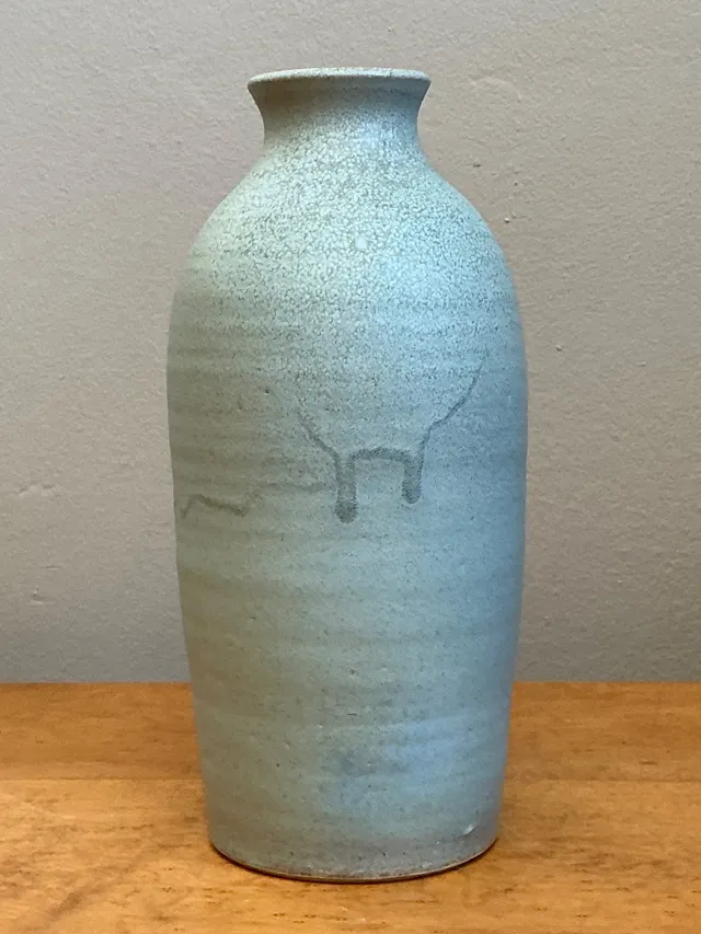 Vintage Blue Glazed Studio Pottery Vase — additional photo 3
