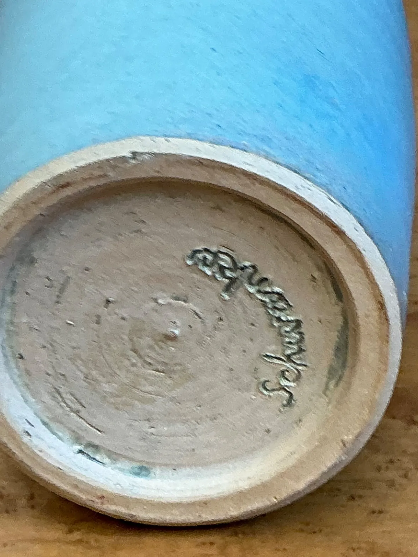 Vintage Blue Glazed Studio Pottery Vase — additional photo 1