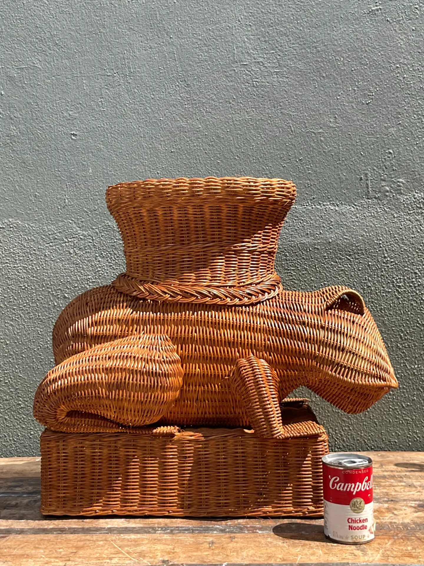 Vintage Woven Rattan Frog Table — additional photo 7
