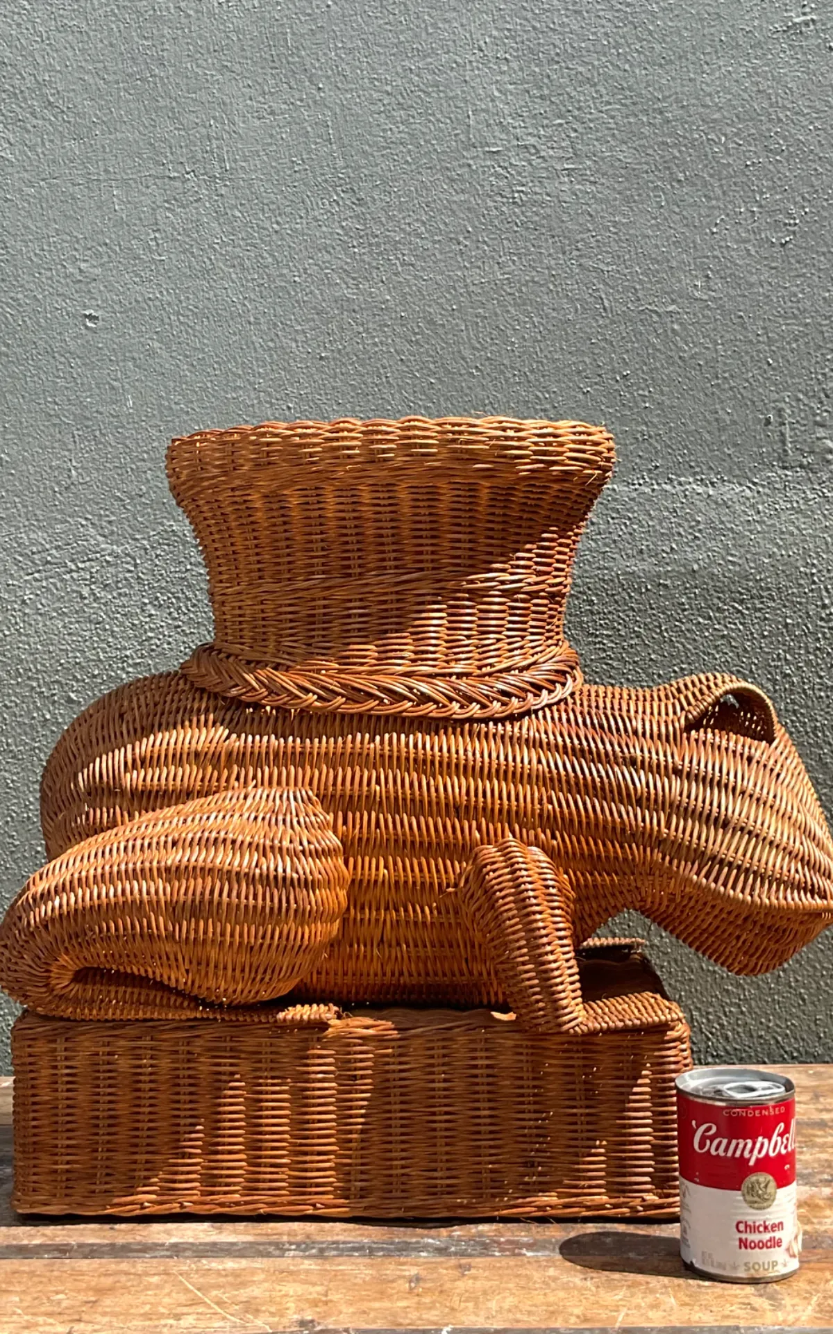 Vintage Woven Rattan Frog Table — additional photo 7