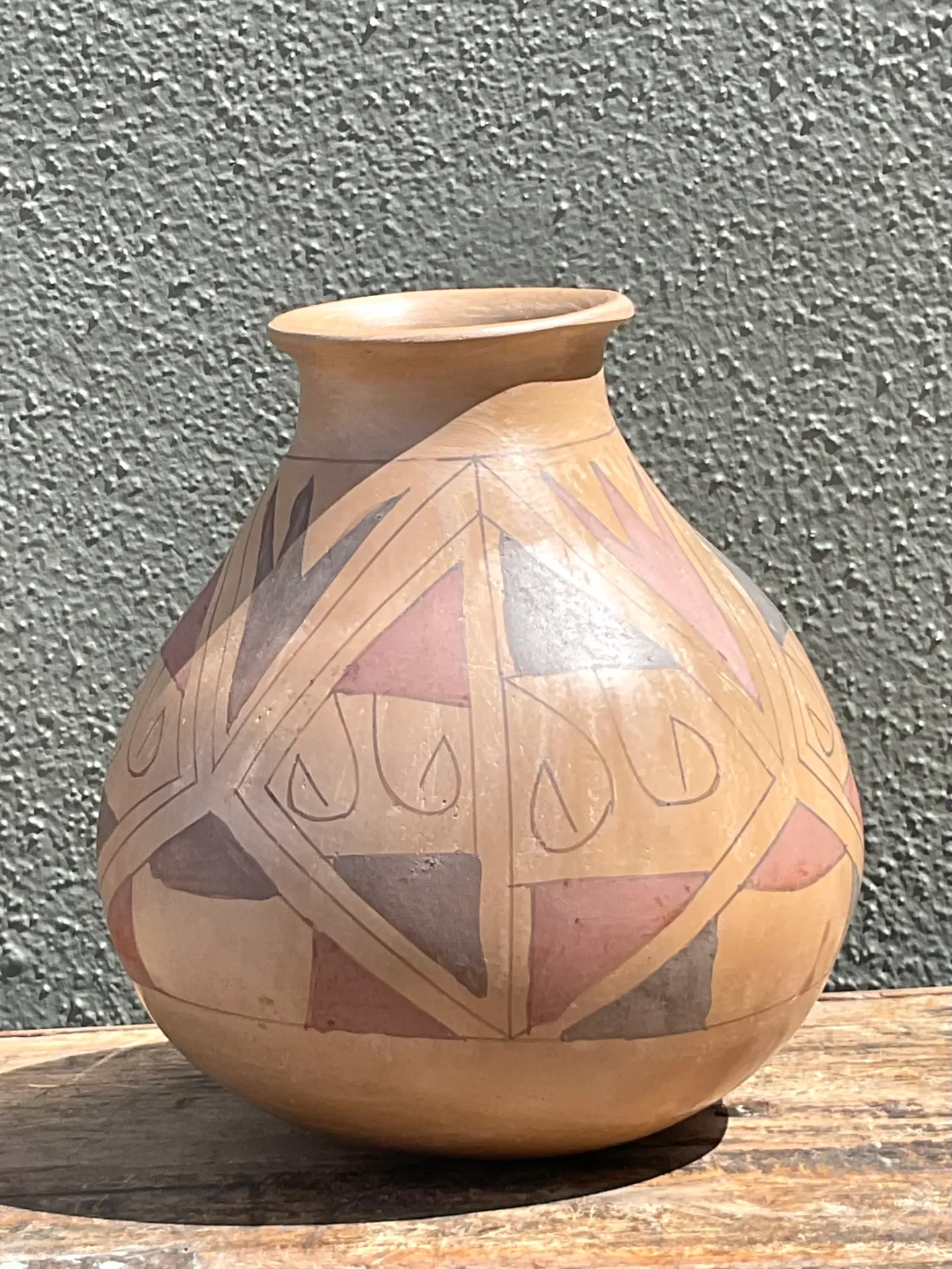 Vintage Hand-Painted Geometric Pottery Vase — additional photo 5