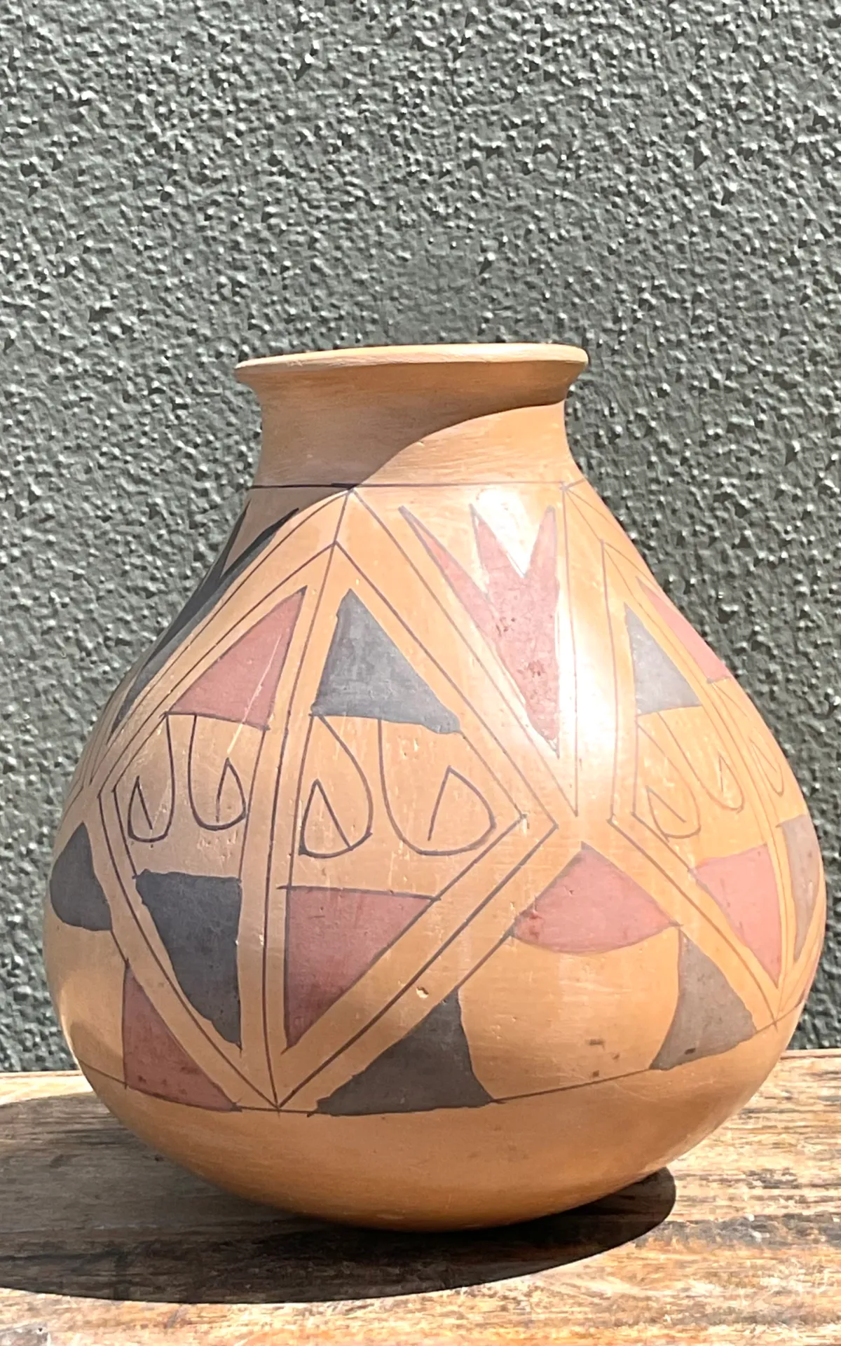 Vintage Hand-Painted Geometric Pottery Vase — additional photo 6