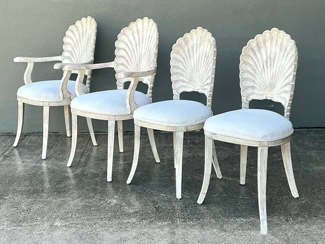 Vintage Carved Wood Shell Back Dining Chairs - Set Of 4 — additional photo 3