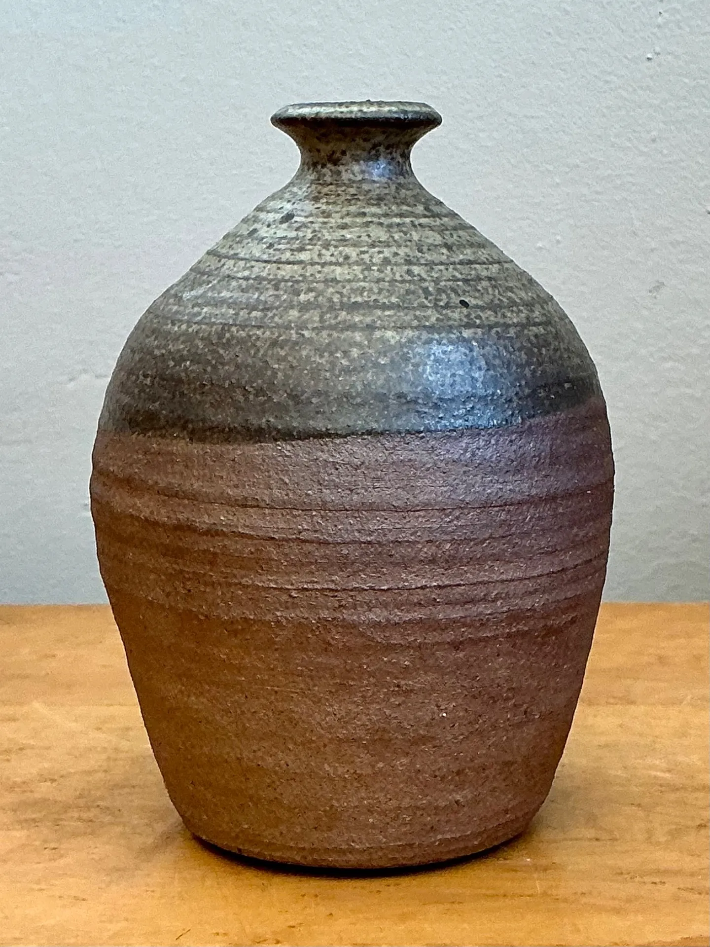Vintage Textured Studio Pottery Vase - Stoneware, 4.5W x 6.25H — additional photo 7