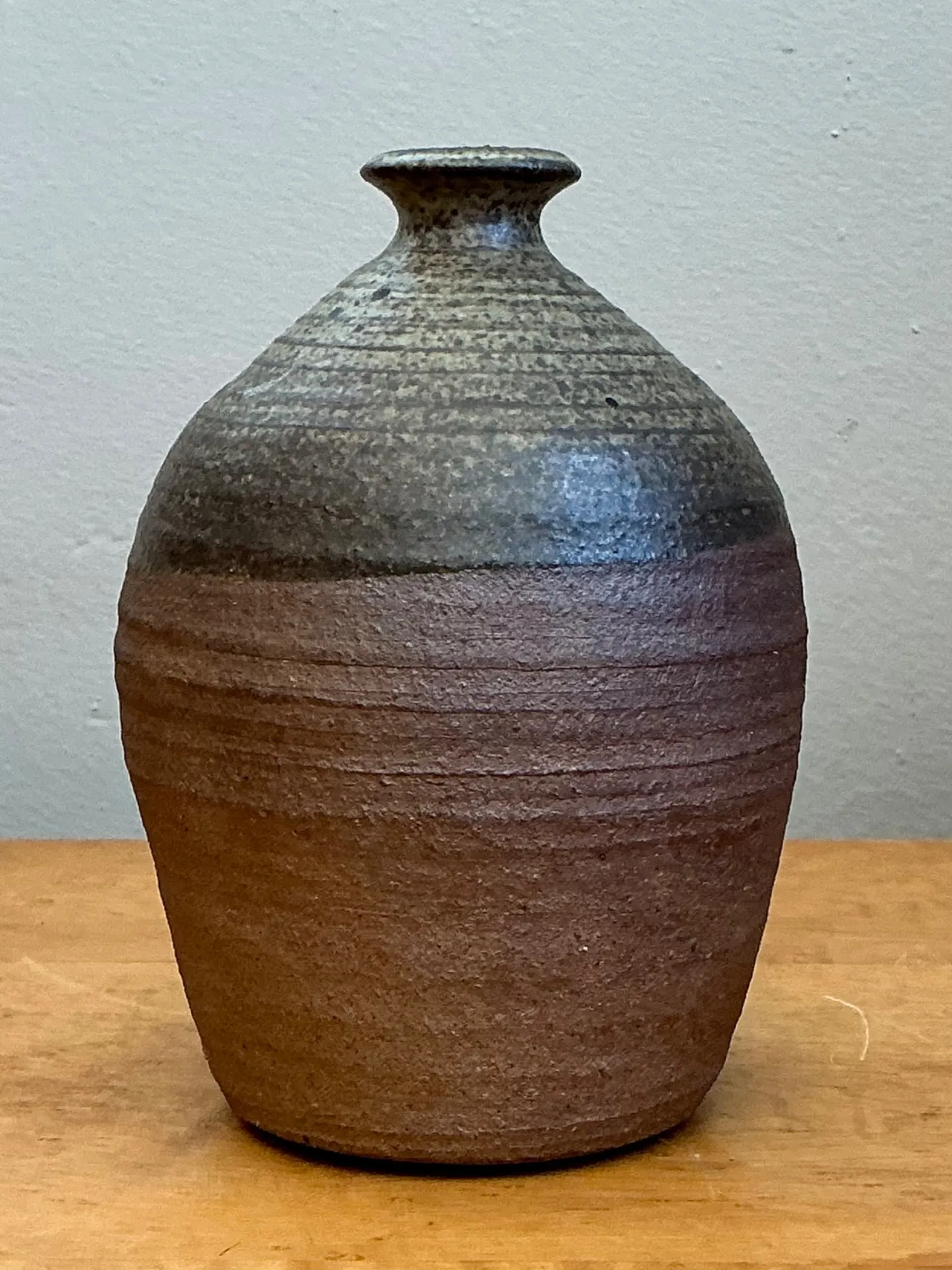 Vintage Textured Studio Pottery Vase - Stoneware, 4.5W x 6.25H — additional photo 4