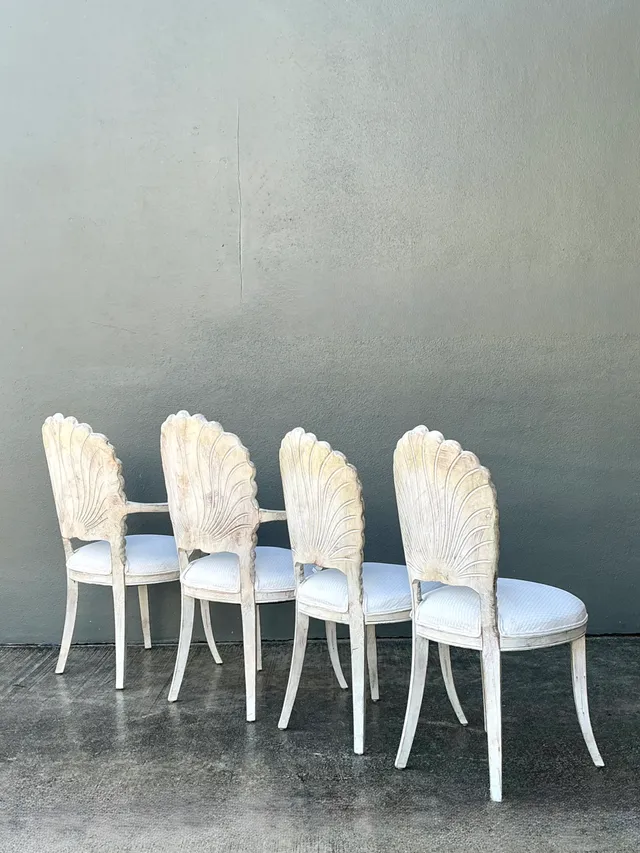 Vintage Carved Wood Shell Back Dining Chairs - Set Of 4 — additional photo 8