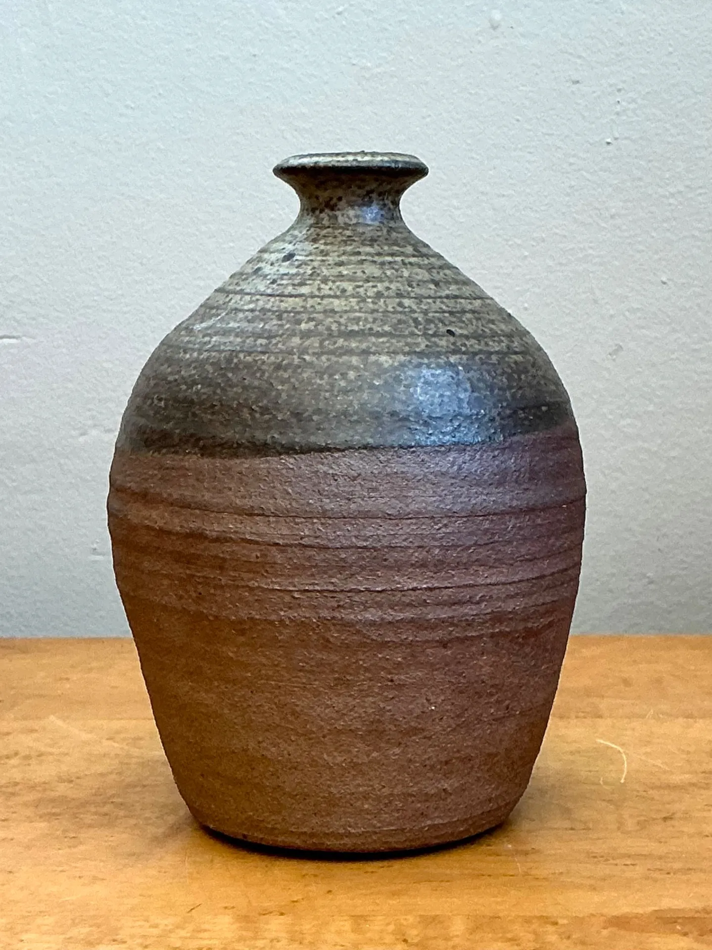 Vintage Textured Studio Pottery Vase - Stoneware, 4.5W x 6.25H — additional photo 3