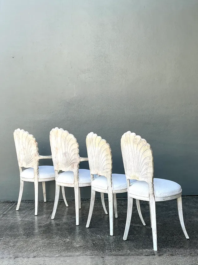 Vintage Carved Wood Shell Back Dining Chairs - Set Of 4 — additional photo 7