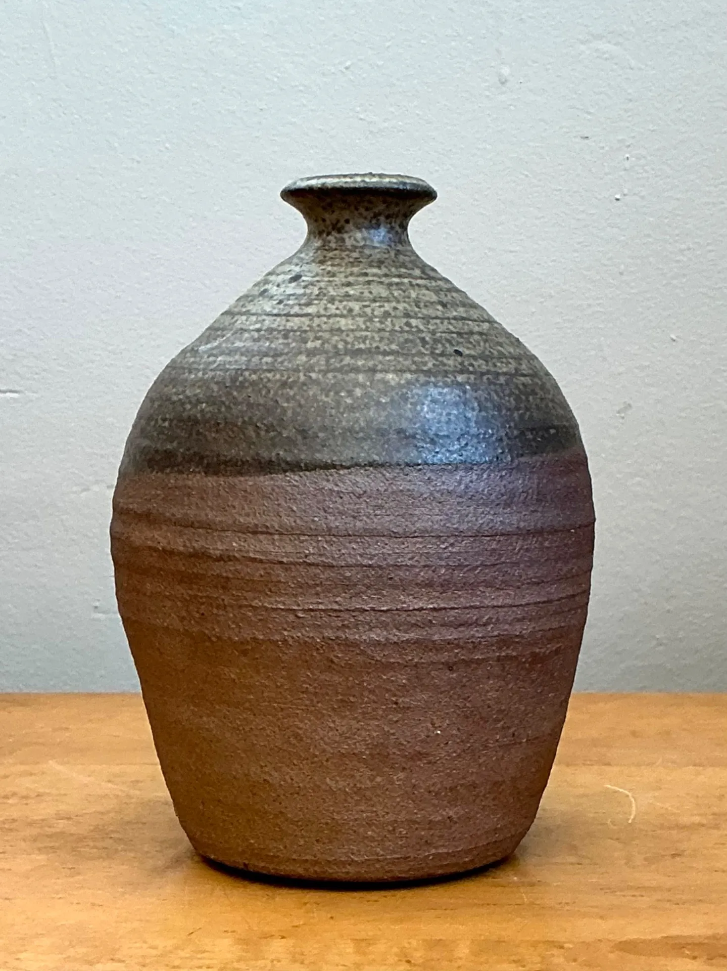 Vintage Textured Studio Pottery Vase - Stoneware, 4.5W x 6.25H — additional photo 1