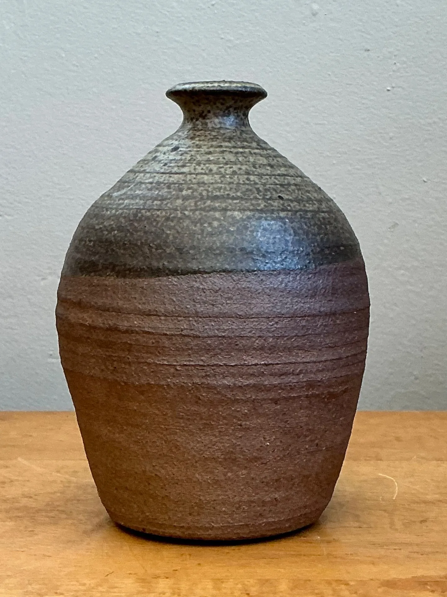 Vintage Textured Studio Pottery Vase - Stoneware, 4.5W x 6.25H — additional photo 8