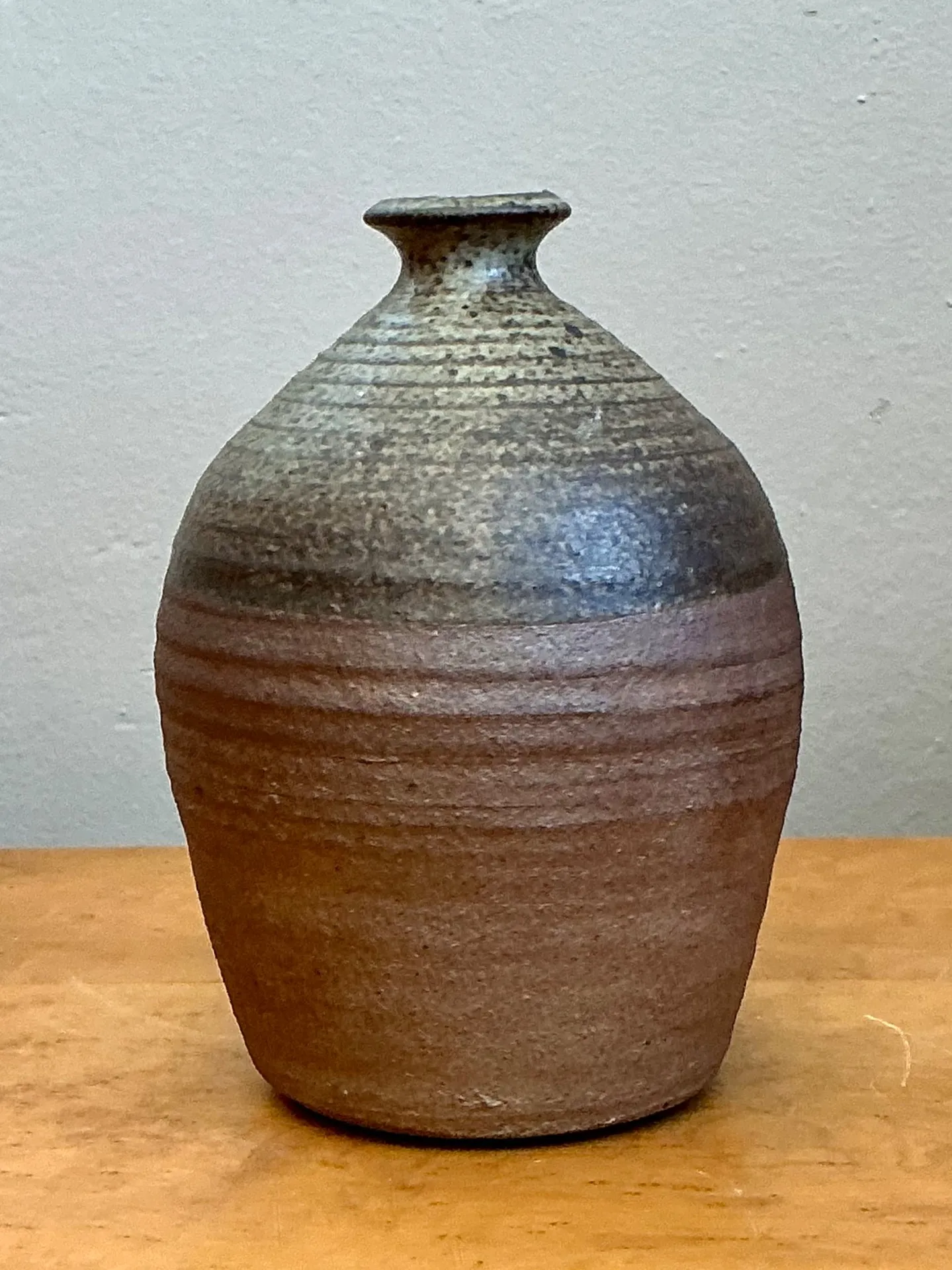 Vintage Textured Studio Pottery Vase - Stoneware, 4.5W x 6.25H — additional photo 6