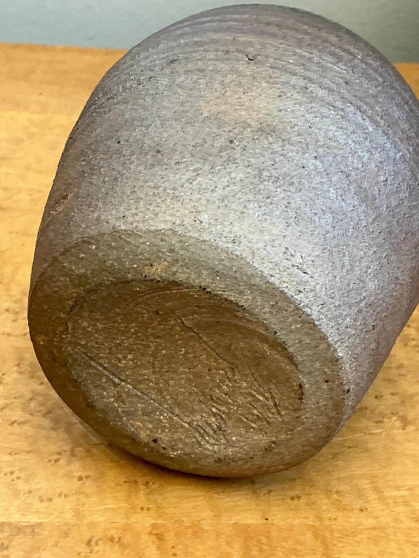 Vintage Textured Studio Pottery Vase - Stoneware, 4.5W x 6.25H — additional photo 2
