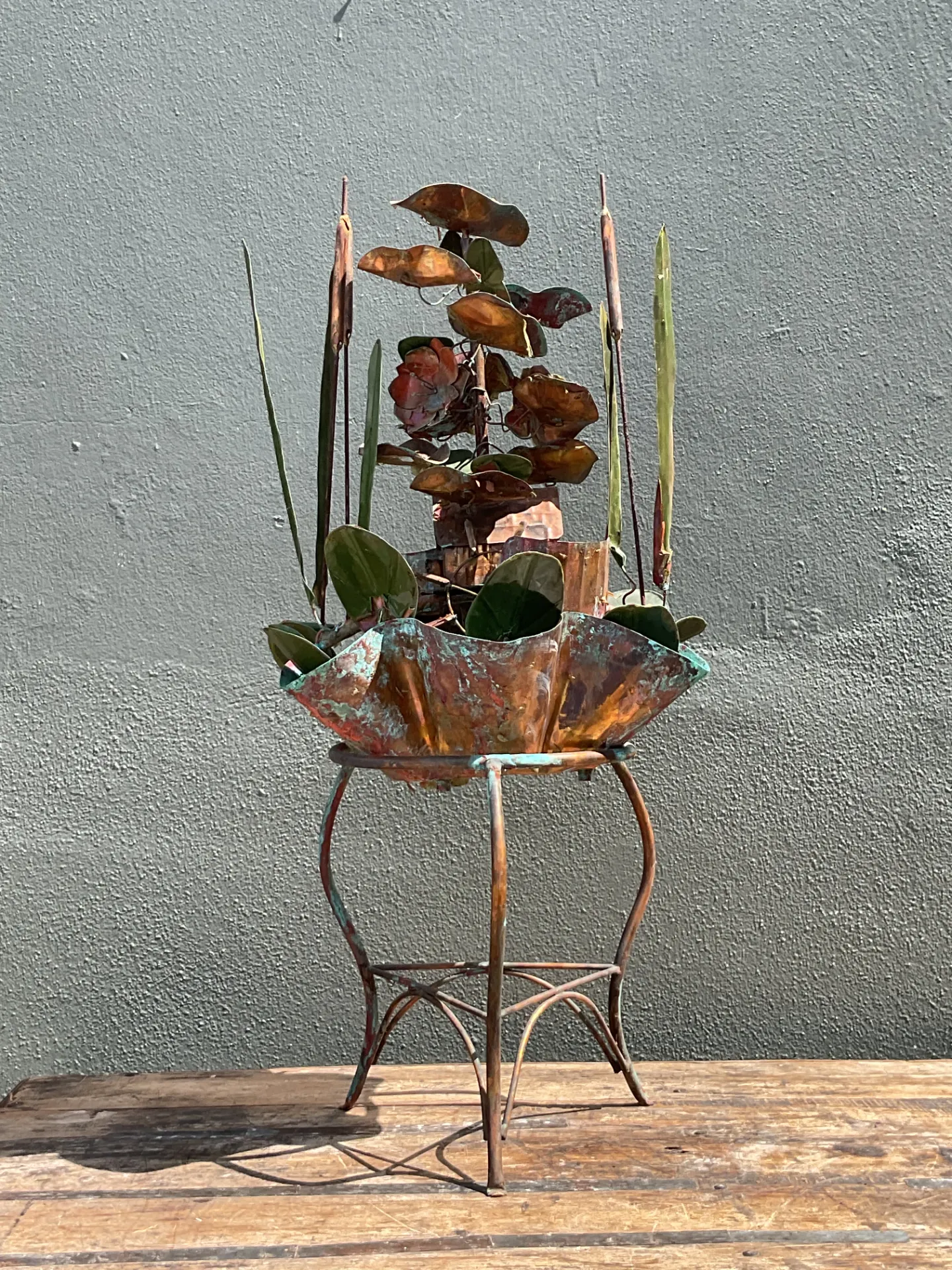 Vintage Patinated Metal Water Fountain Sculpture — additional photo 1