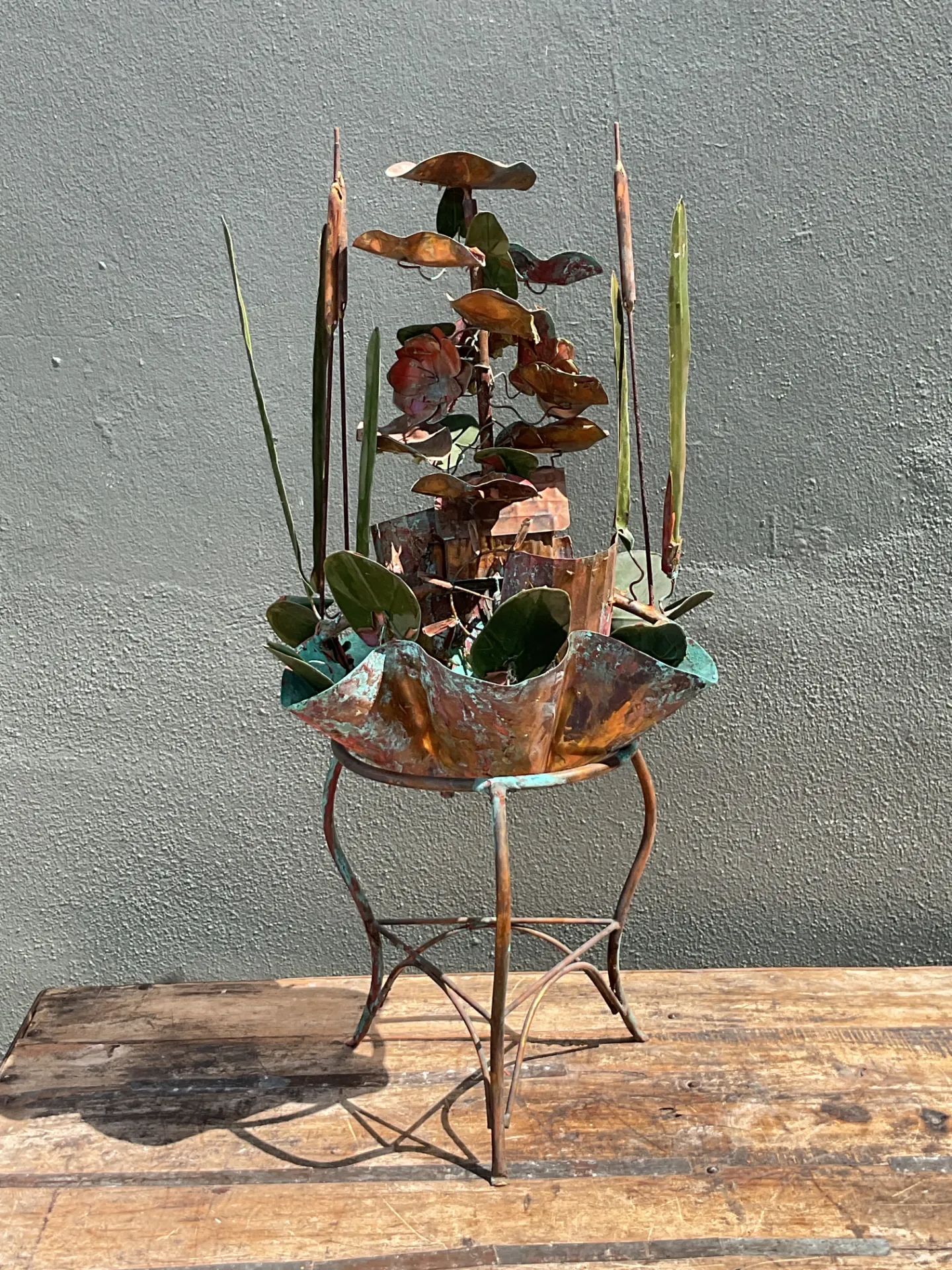 Vintage Patinated Metal Water Fountain Sculpture — additional photo 4