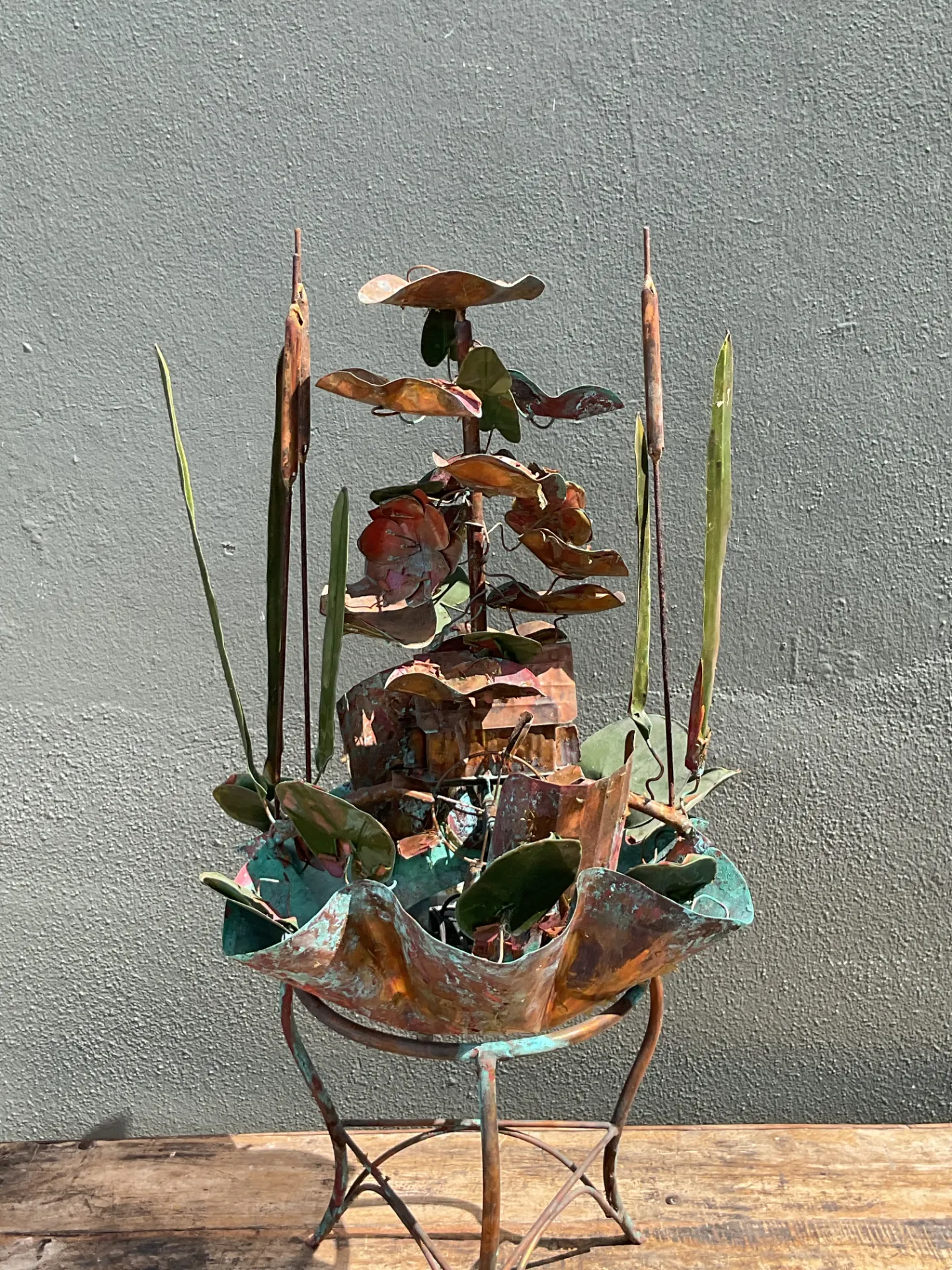 Vintage Patinated Metal Water Fountain Sculpture — additional photo 3