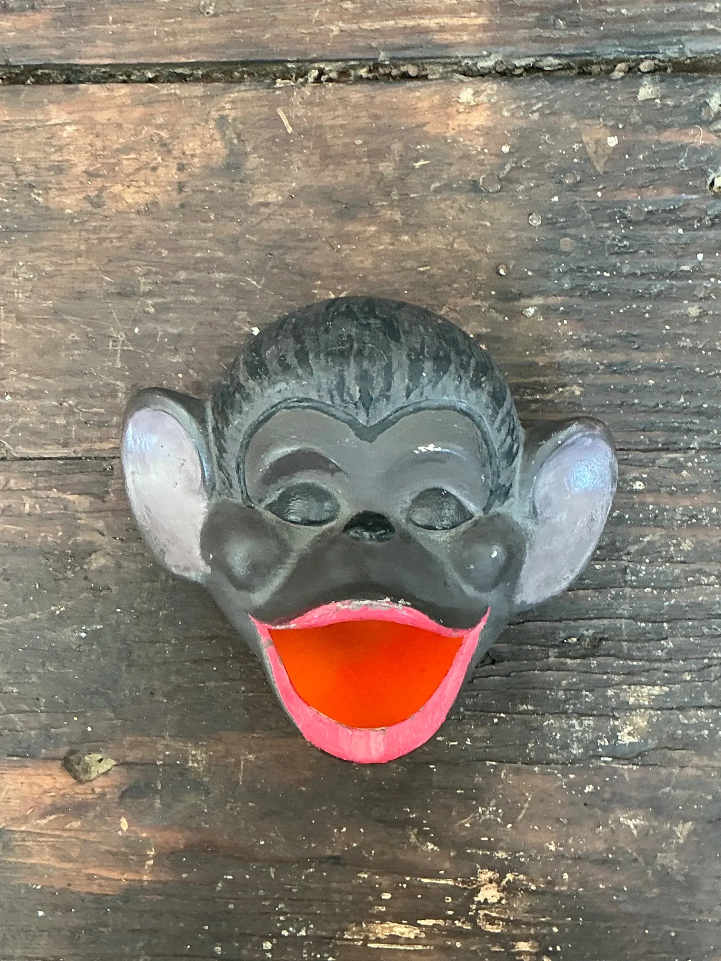 Vintage Painted Monkey Head Wall Pocket — additional photo 6