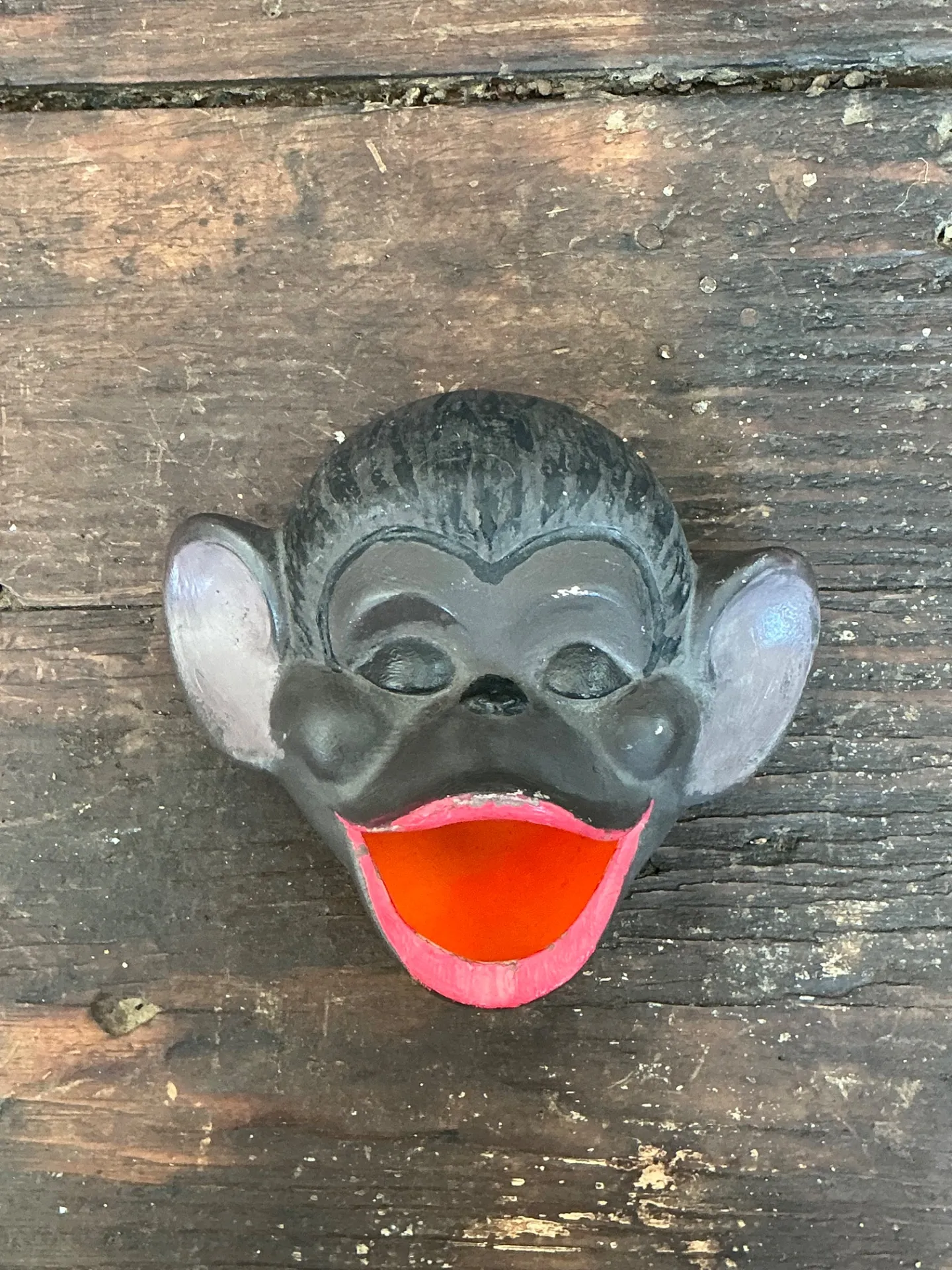 Vintage Painted Monkey Head Wall Pocket — additional photo 7
