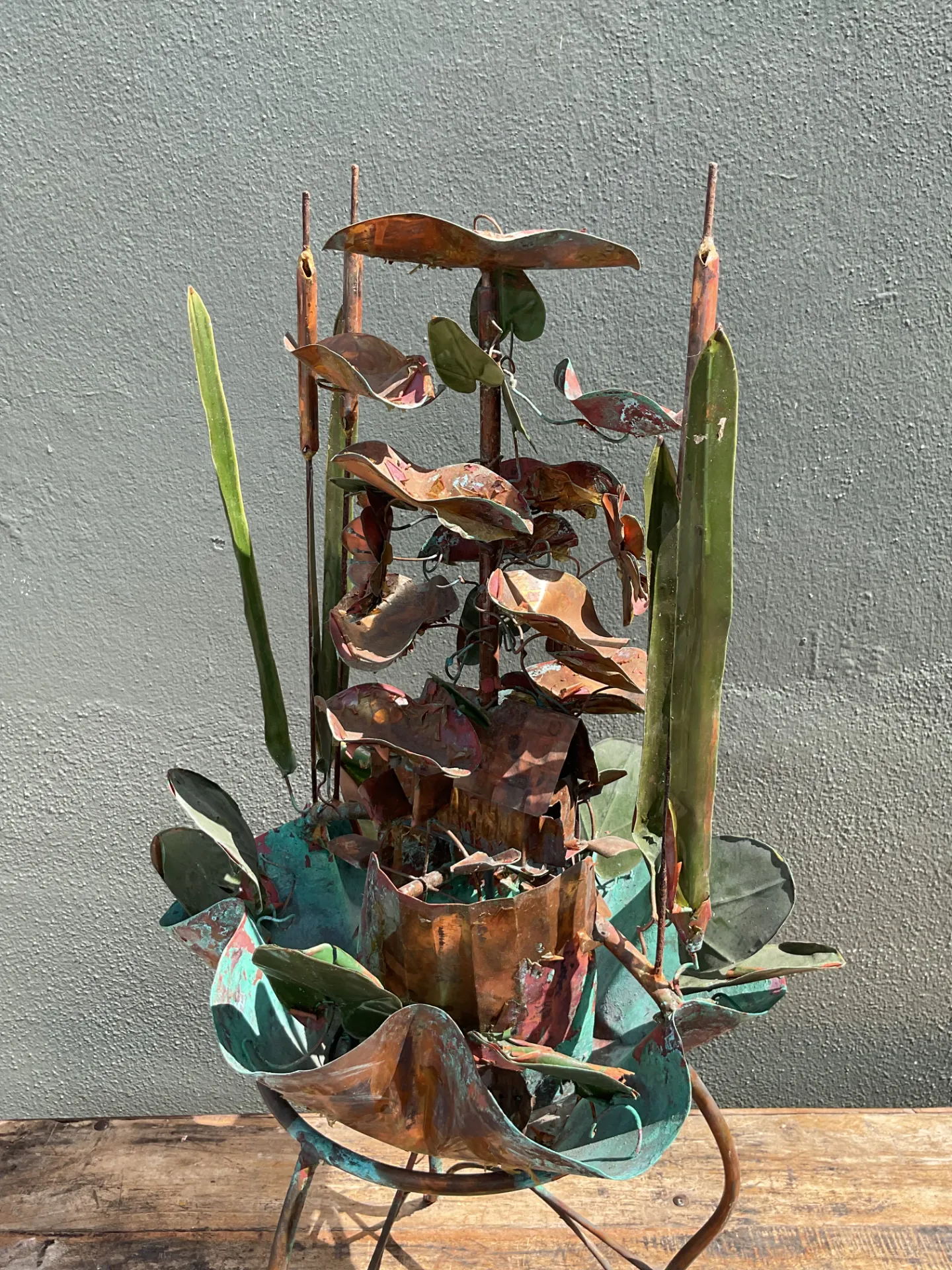 Vintage Patinated Metal Water Fountain Sculpture — additional photo 5