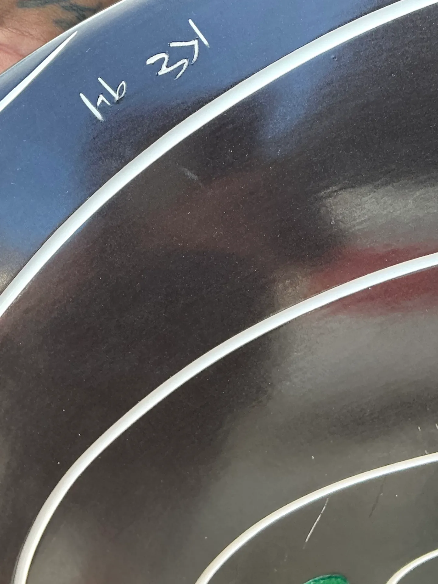 Vintage Monumental Black and White Spiral Ceramic Plate — additional photo 5