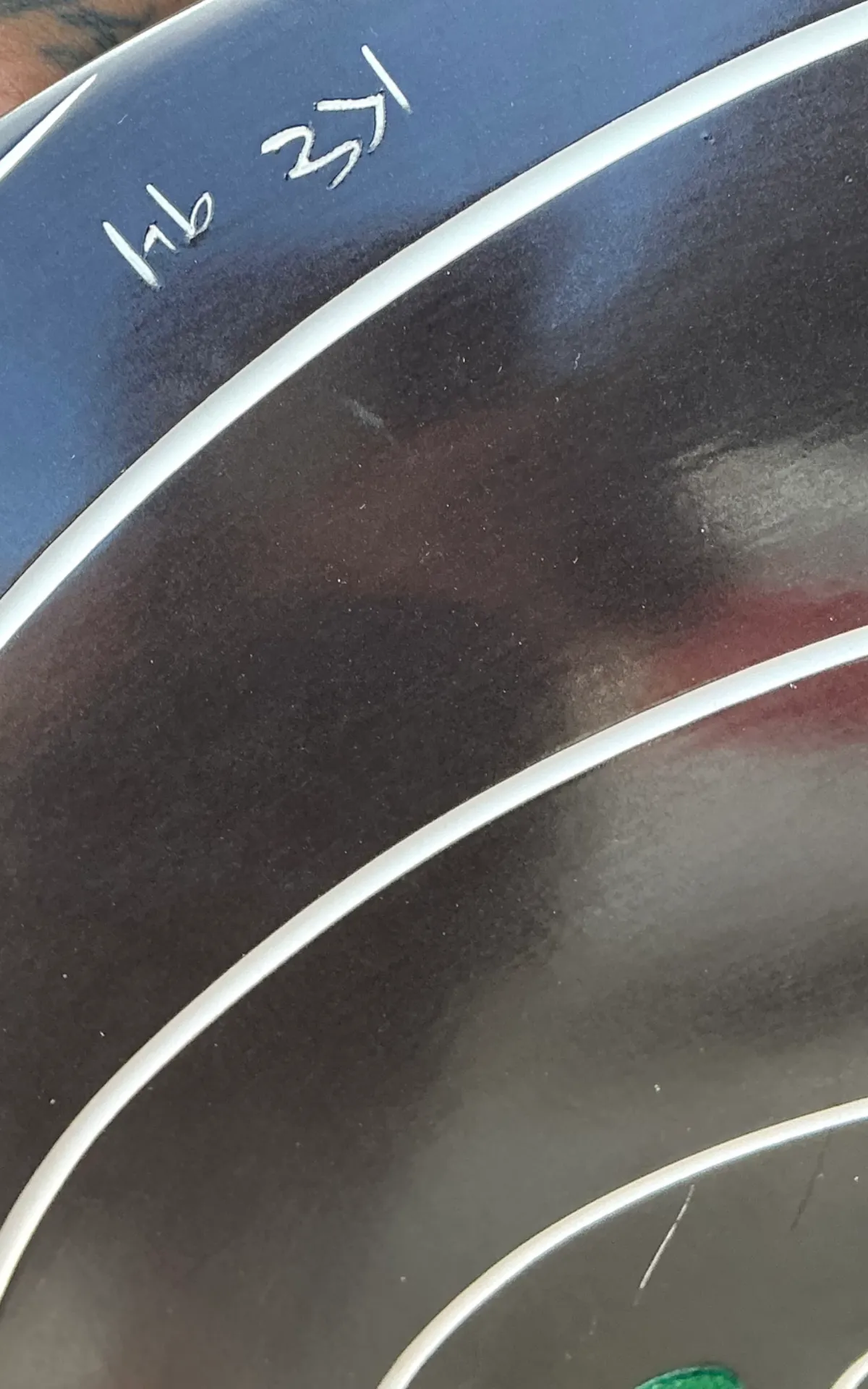 Vintage Monumental Black and White Spiral Ceramic Plate — additional photo 5