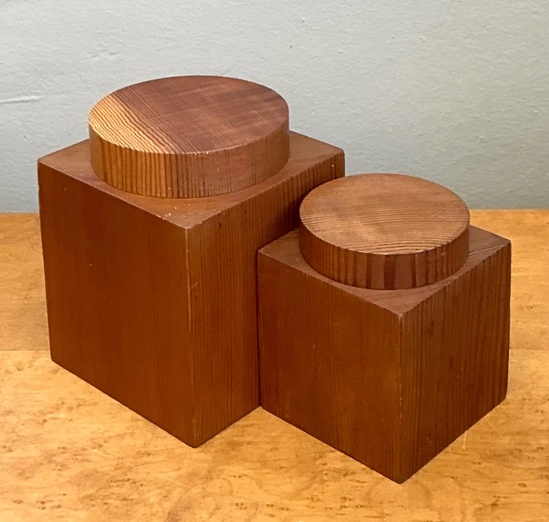 Vintage Square Wood Storage Boxes - Set of 2 — additional photo 2