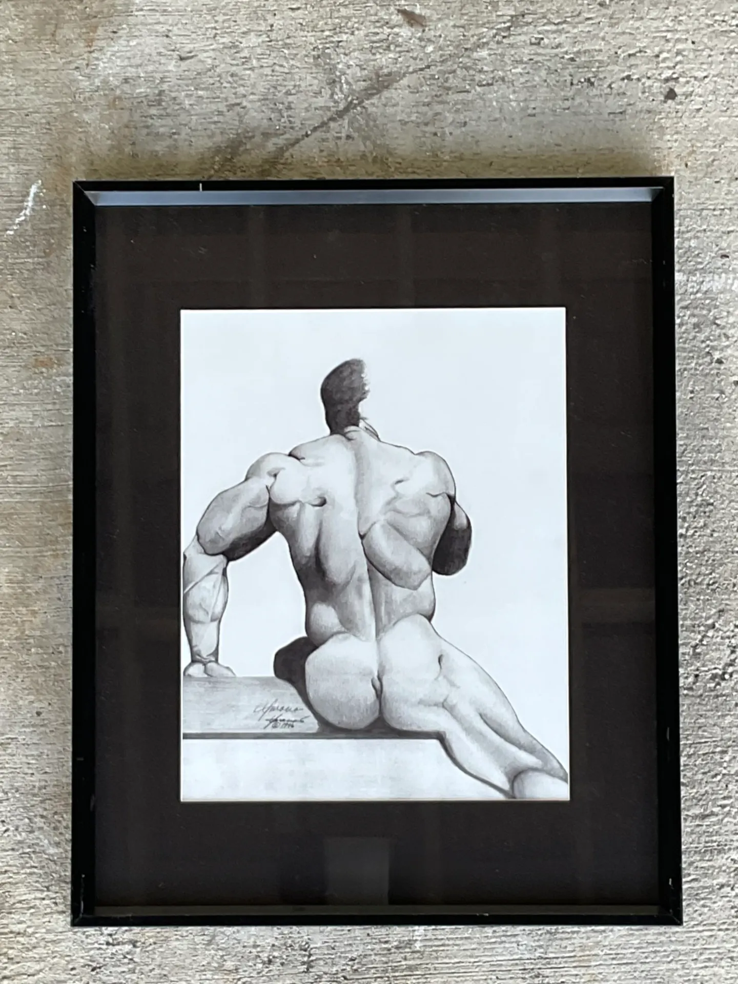 Vintage Male Nude Drawing on Paper — additional photo 5