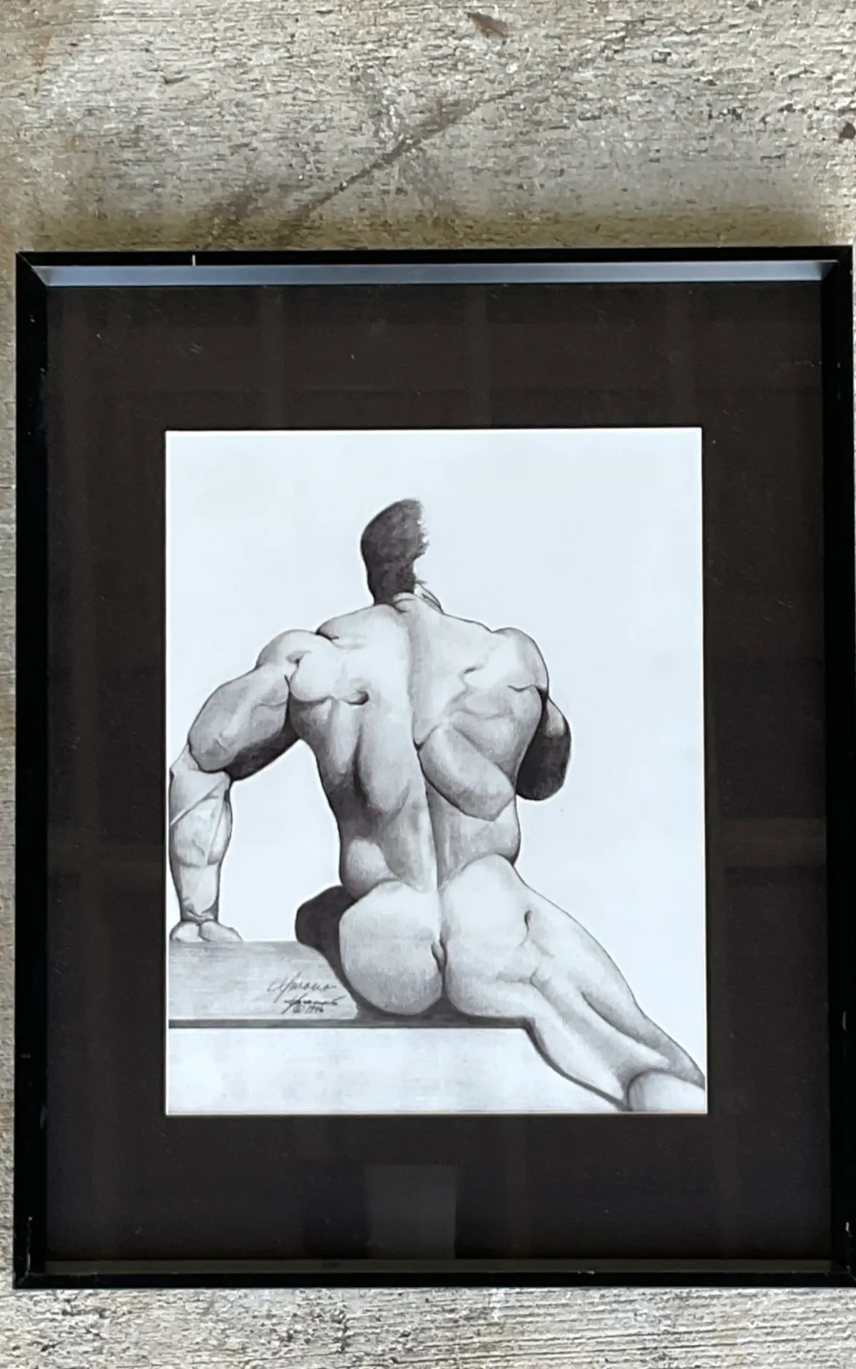 Vintage Male Nude Drawing on Paper — additional photo 5