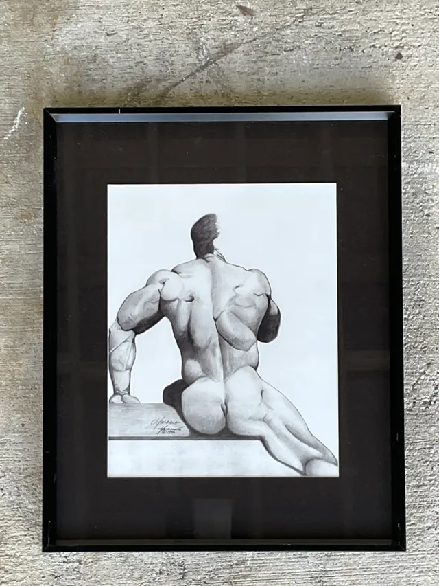 Vintage Male Nude Drawing on Paper — additional photo 5