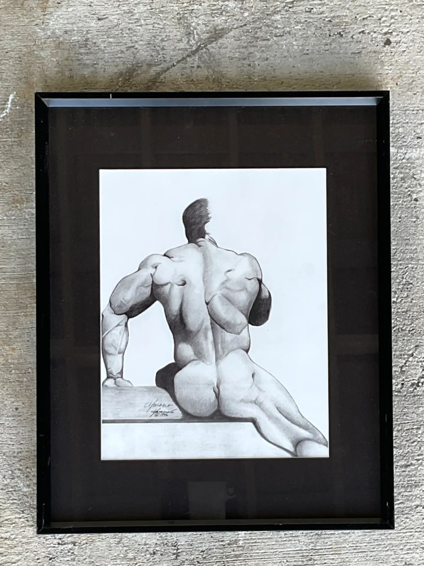 Vintage Male Nude Drawing on Paper — additional photo 6