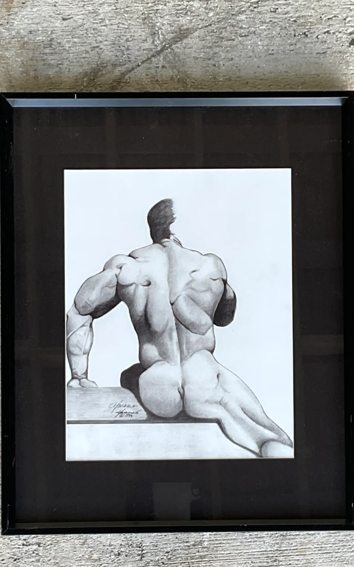 Vintage Male Nude Drawing on Paper — additional photo 6