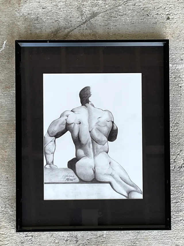 Vintage Male Nude Drawing on Paper — additional photo 6