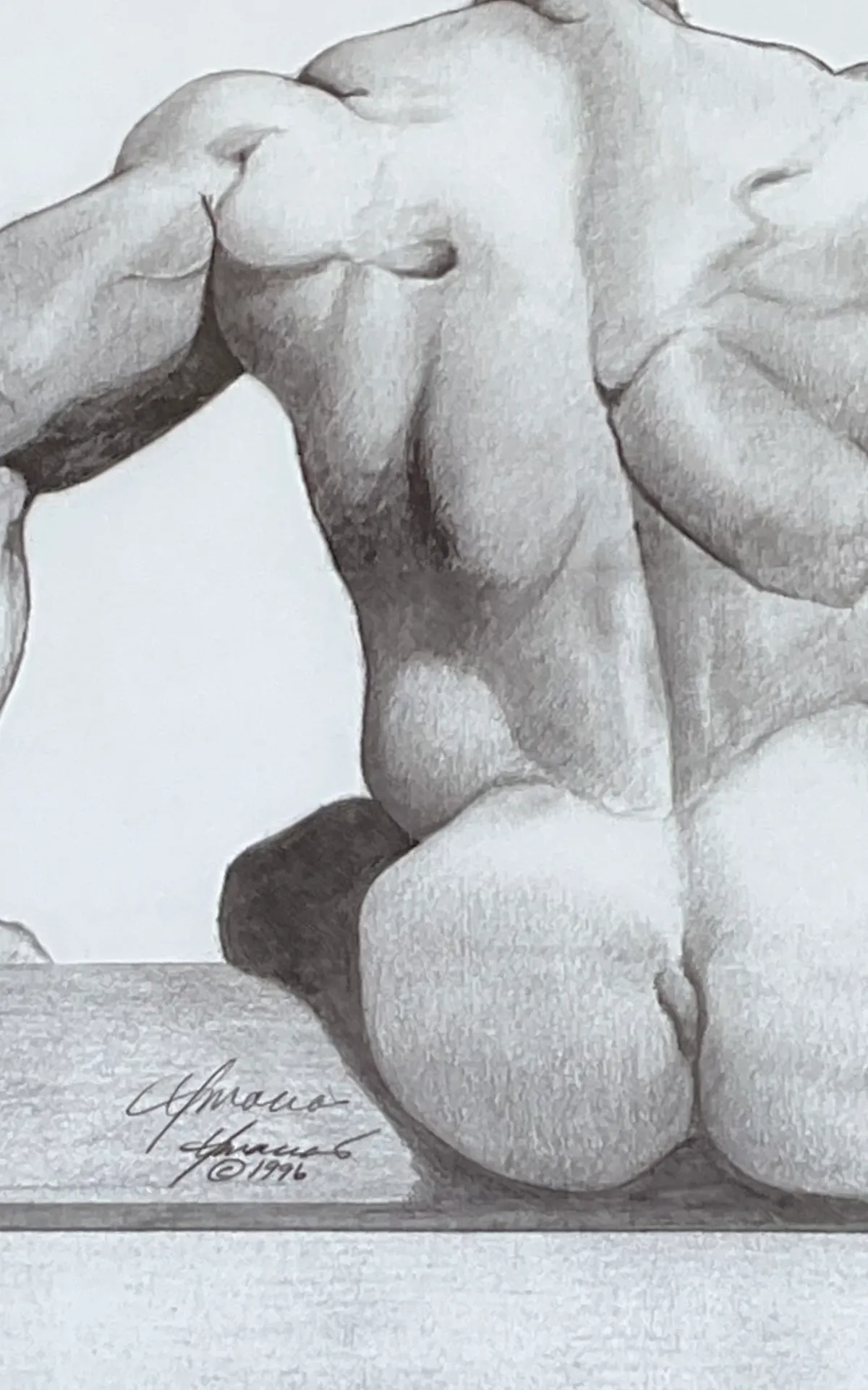 Vintage Male Nude Drawing on Paper — additional photo 2
